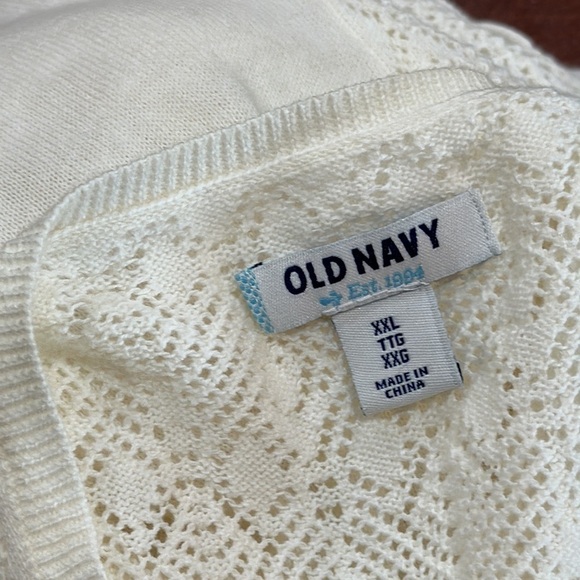 Old Navy Cream sleeveless knit cardigan vest belted lace back Plus XXL - Picture 9 of 10